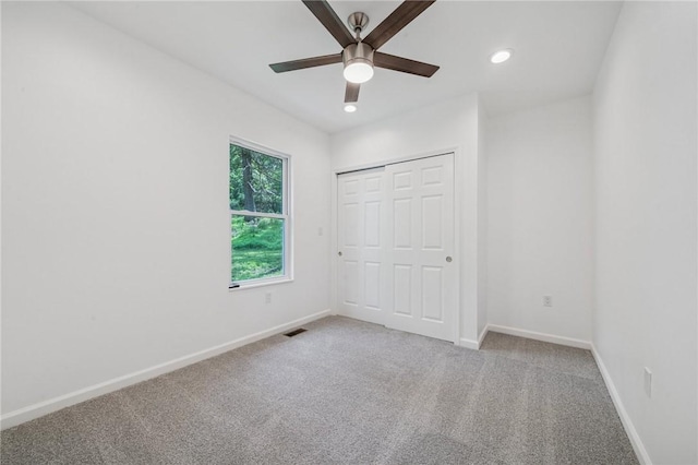 80 Butler St, Valencia Boro, PA 16059 - unfurnished bedroom featuring carpet floors, baseboards, a closet, recessed lighting, and ceiling fan