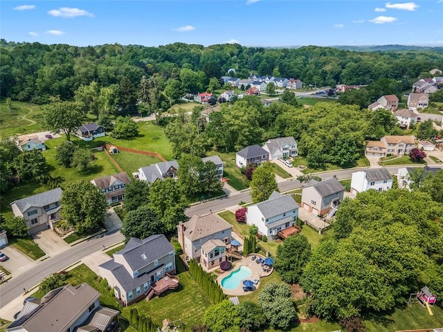 1616 Norman Dr, Franklin Park, PA 15143 - aerial view of residential area featuring a pool and a heavily wooded area