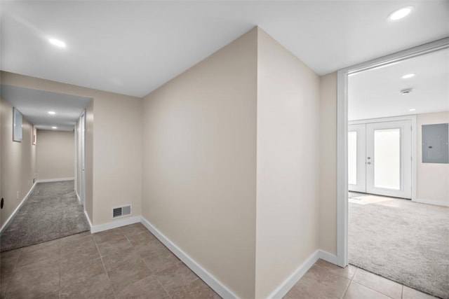162 E Wedgewood Dr, Ross Twp, PA 15229 - hall featuring electric panel, baseboards, carpet, recessed lighting, and tile patterned flooring