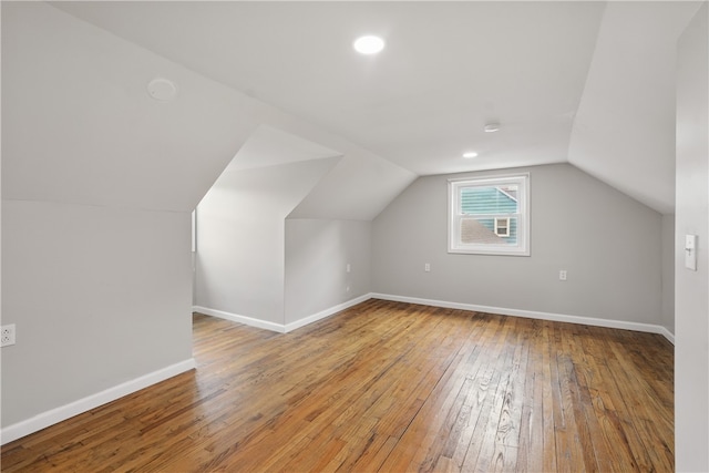 131 Spring Ave, Bellevue, PA 15202 - additional living space featuring hardwood / wood-style floors, lofted ceiling, baseboards, and recessed lighting