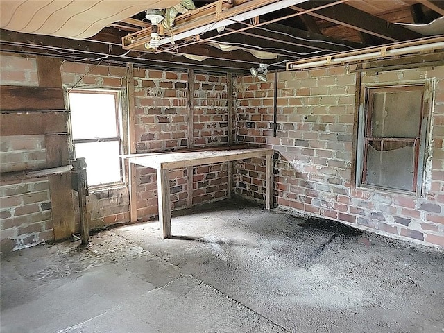 214 Washington Ave, Mount Pleasant Twp Was, PA 15340 - below grade area featuring brick wall