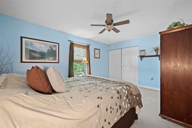 208 Ruffed Grouse Dr, North Fayette, PA 15126 - carpeted bedroom with a ceiling fan, a closet, and baseboards