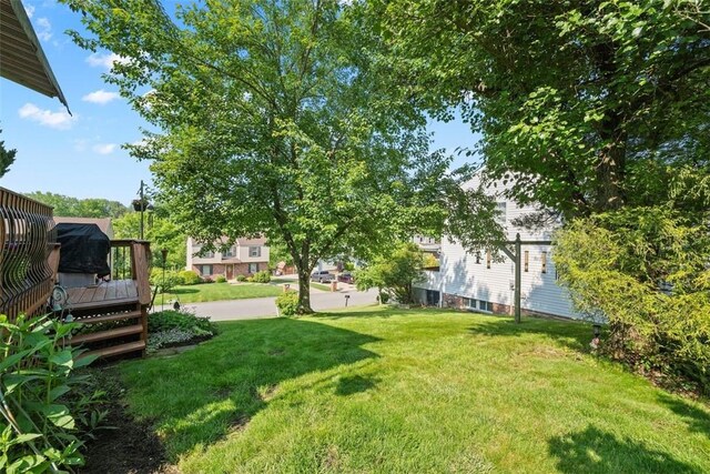 208 Ruffed Grouse Dr, North Fayette, PA 15126 - view of green lawn featuring a wooden deck