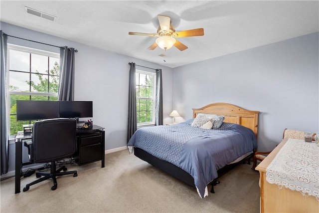 254 Maple Ridge Dr, Cecil, PA 15317 - bedroom featuring light carpet, a desk, a ceiling fan, and baseboards