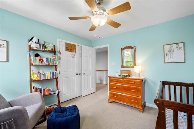 254 Maple Ridge Dr, Cecil, PA 15317 - bedroom featuring light colored carpet, a ceiling fan, a closet, and baseboards