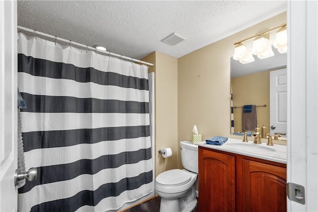 254 Maple Ridge Dr, Cecil, PA 15317 - bathroom with toilet, a textured ceiling, vanity, and curtained shower