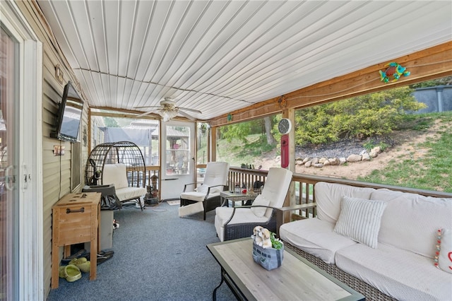 1006 Willow Glen Dr, Bethel Park, PA 15102 - sunroom with a ceiling fan and an outdoor hangout area