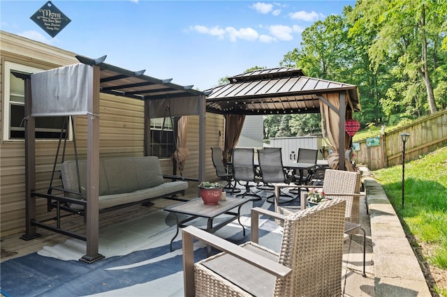 1006 Willow Glen Dr, Bethel Park, PA 15102 - view of patio / terrace featuring outdoor dining area, a gazebo, and outdoor lounge area