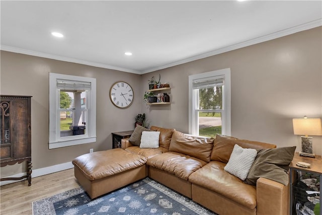 169 Plum Way, Wayne Twp Law, PA 16157 - living area with light wood-type flooring, plenty of natural light, ornamental molding, recessed lighting, and baseboards