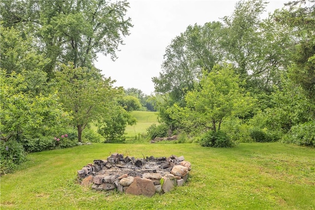 169 Plum Way, Wayne Twp Law, PA 16157 - view of grassy yard featuring a fire pit