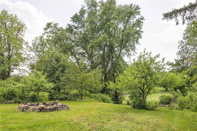 169 Plum Way, Wayne Twp Law, PA 16157 - view of grassy yard featuring a fire pit