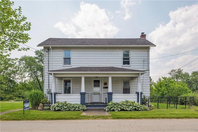 169 Plum Way, Wayne Twp Law, PA 16157 - traditional style home with covered porch and a chimney