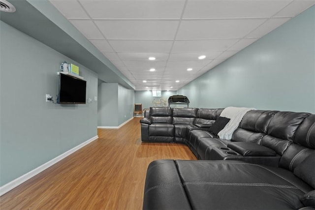 113 Silo Ct, North Fayette, PA 15071 - living area featuring a paneled ceiling, baseboards, light wood-style flooring, and recessed lighting