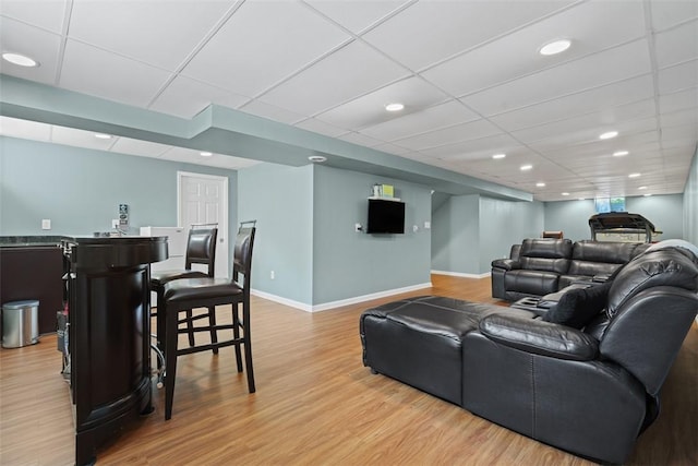 113 Silo Ct, North Fayette, PA 15071 - cinema with a drop ceiling, light wood-type flooring, baseboards, and recessed lighting