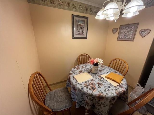 807 Sutton St, Punxsutawney Area School District, PA 15767 - dining space with a chandelier and carpet flooring