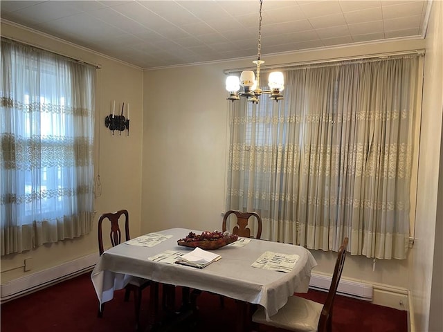3884 E St, Perry Hilltop, PA 15214 - dining area with a chandelier, ornamental molding, and baseboards