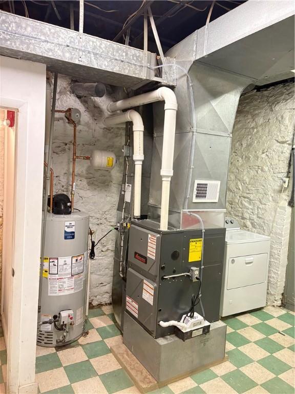 3884 E St, Perry Hilltop, PA 15214 - utility room with water heater and washer / dryer