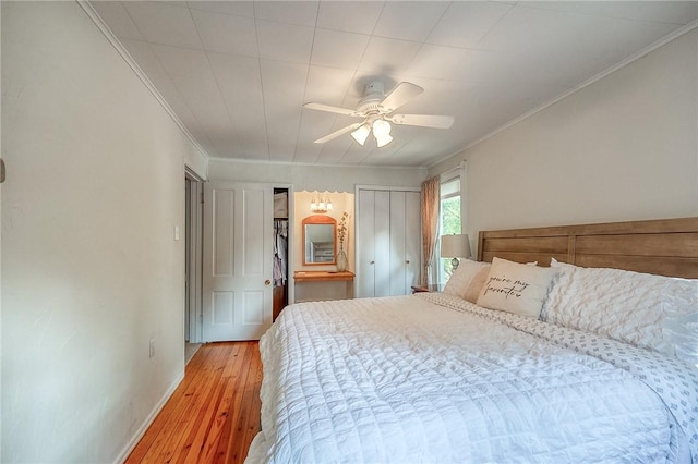 429 Market St, Beaver, PA 15009 - bedroom featuring crown molding, light wood finished floors, ceiling fan, and baseboards