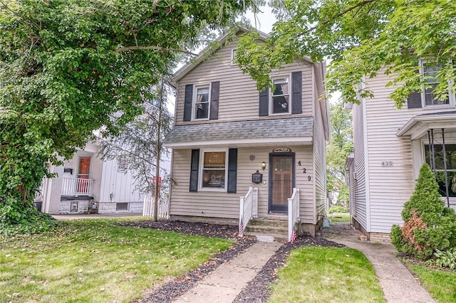 429 Market St, Beaver, PA 15009 - view of front of property featuring a front lawn, a shingled roof, and a porch