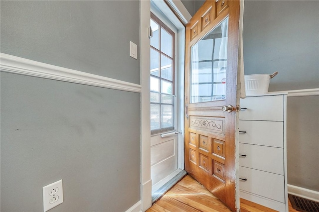 429 Market St, Beaver, PA 15009 - doorway to outside with light wood-style flooring and baseboards