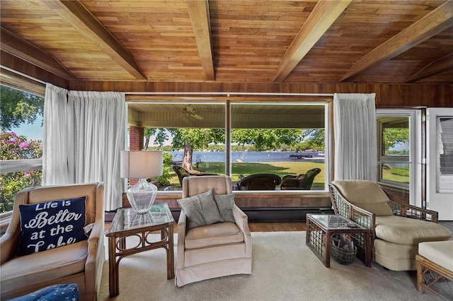 10756 Aldina Dr, Conneaut Lake, PA 16316 - sunroom / solarium with plenty of natural light and beamed ceiling