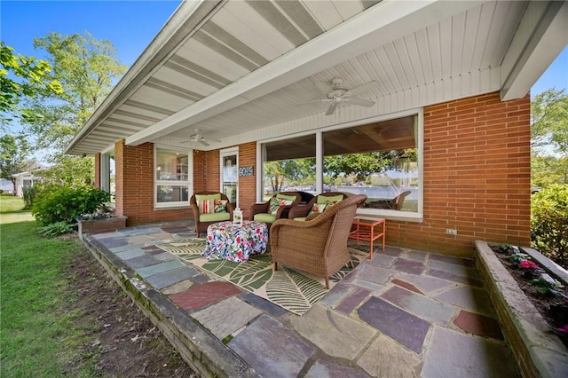10756 Aldina Dr, Conneaut Lake, PA 16316 - view of patio featuring a ceiling fan