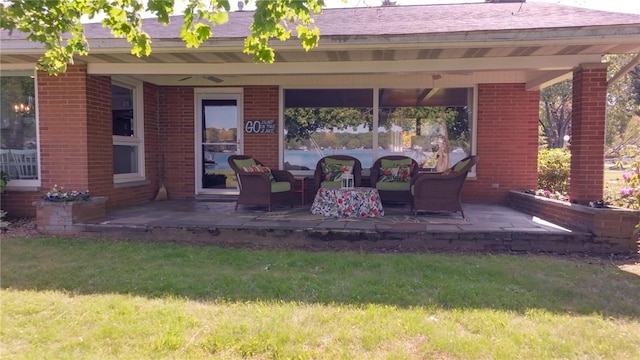 10756 Aldina Dr, Conneaut Lake, PA 16316 - view of patio featuring a ceiling fan