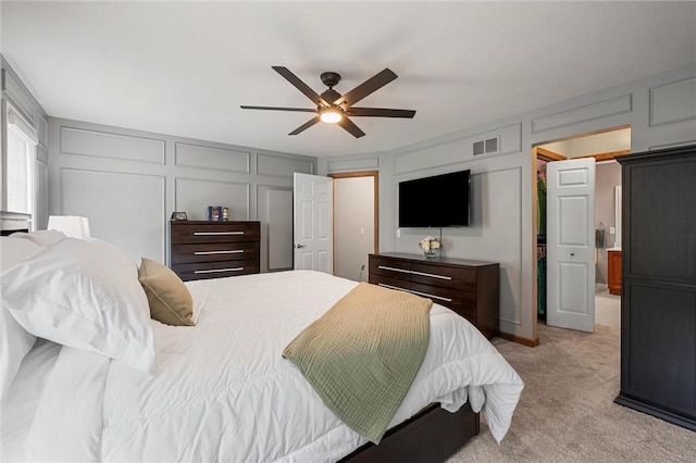 3893 Windsor Ct, Hermitage, PA 16148 - bedroom featuring a decorative wall, light colored carpet, and ceiling fan