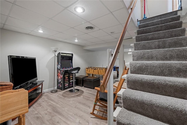 3893 Windsor Ct, Hermitage, PA 16148 - stairway with wood finished floors, baseboards, recessed lighting, and a paneled ceiling