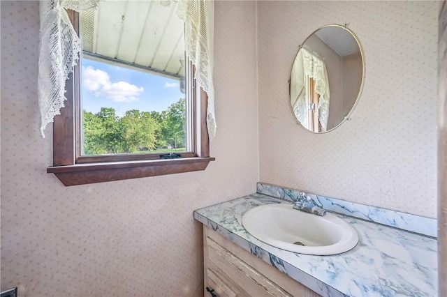 1011 S Lake Rd, Jefferson Twp Mer, PA 16137 - bathroom featuring vanity and wallpapered walls