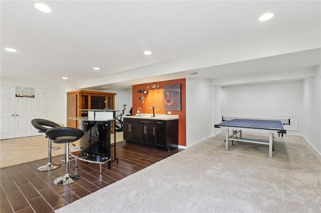 4324 Grandview Dr, Richland, PA 15044 - indoor wet bar with recessed lighting, dark wood finished floors, and baseboards