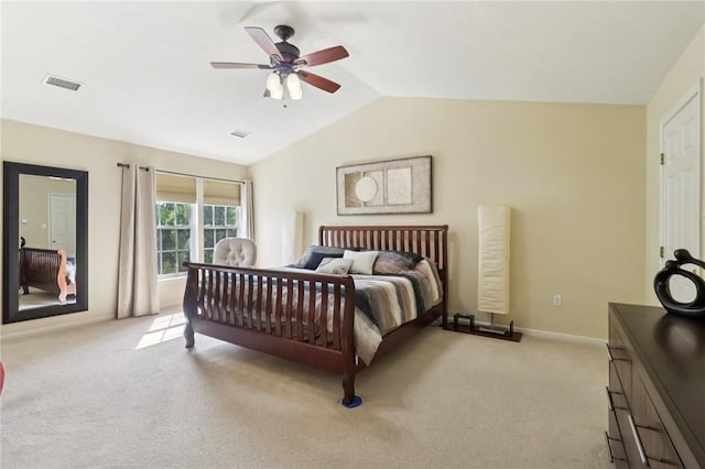 4324 Grandview Dr, Richland, PA 15044 - bedroom with vaulted ceiling, light colored carpet, baseboards, and a ceiling fan