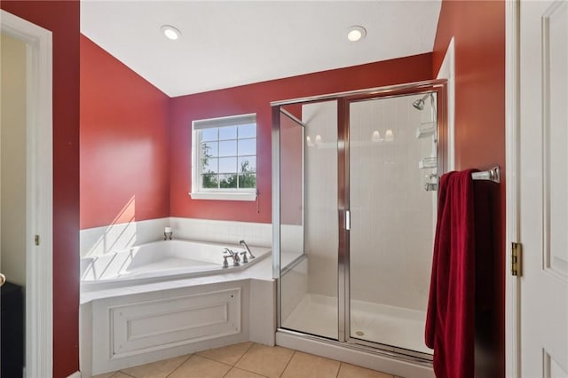 4324 Grandview Dr, Richland, PA 15044 - full bath featuring a garden tub, tile patterned floors, a shower stall, and recessed lighting