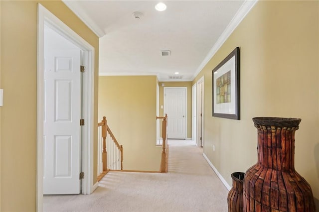 4324 Grandview Dr, Richland, PA 15044 - hallway featuring an upstairs landing, ornamental molding, carpet, baseboards, and recessed lighting