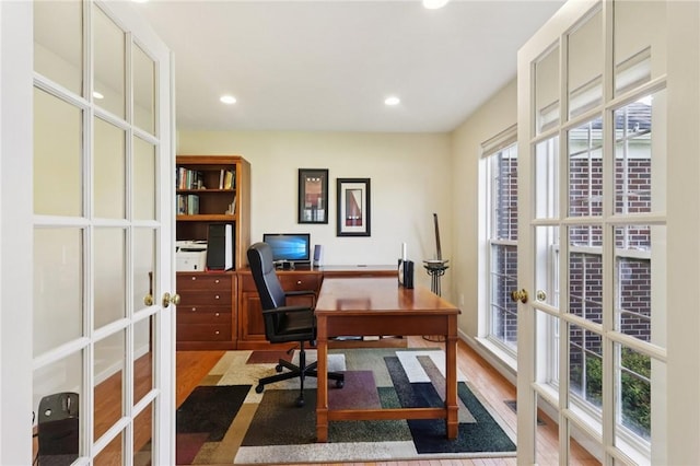 4324 Grandview Dr, Richland, PA 15044 - home office featuring french doors, wood finished floors, and recessed lighting