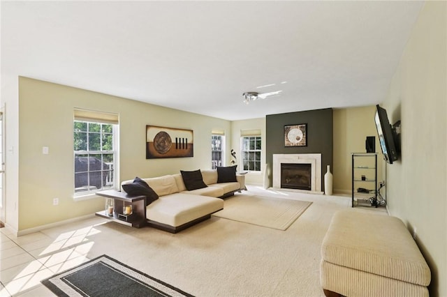 4324 Grandview Dr, Richland, PA 15044 - carpeted living area featuring a glass covered fireplace and baseboards