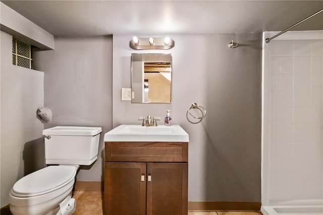4825 Hatfield St, Lawrenceville, PA 15201 - full bath with toilet, a shower, vanity, and tile patterned flooring