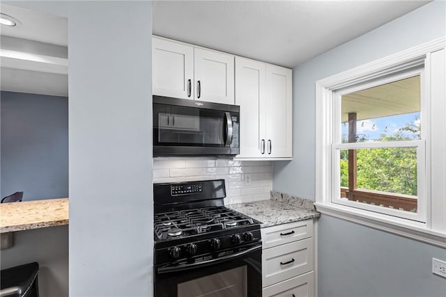 2693 Crosby Ave, Dormont, PA 15216 - kitchen with black appliances, tasteful backsplash, white cabinetry, light stone countertops, and recessed lighting