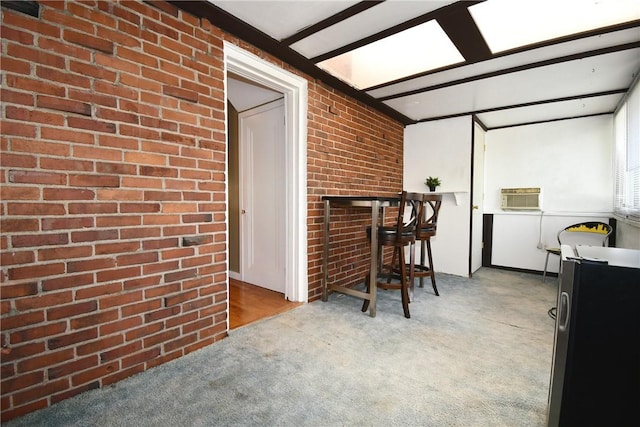 21 Leon Rd, Green Tree, PA 15220 - dining room with carpet flooring, brick wall, and cooling unit