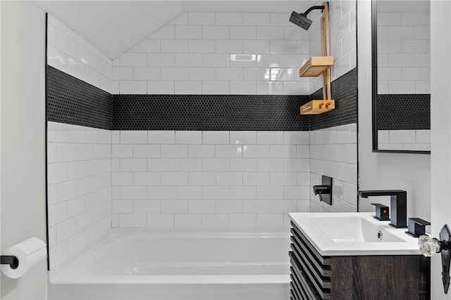 1416 Swantek St, Sheraden, PA 15204 - bathroom with vanity, bathtub / shower combination, and vaulted ceiling
