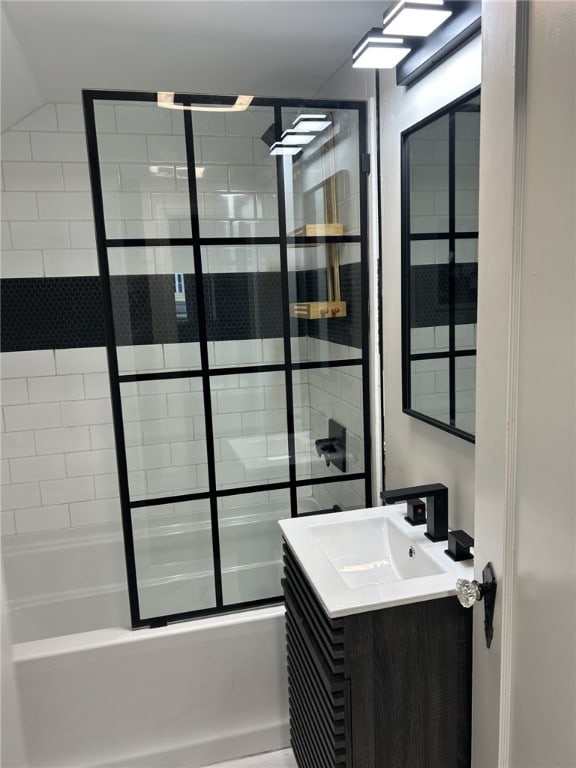 1416 Swantek St, Sheraden, PA 15204 - bathroom with vanity and bath / shower combo with glass door