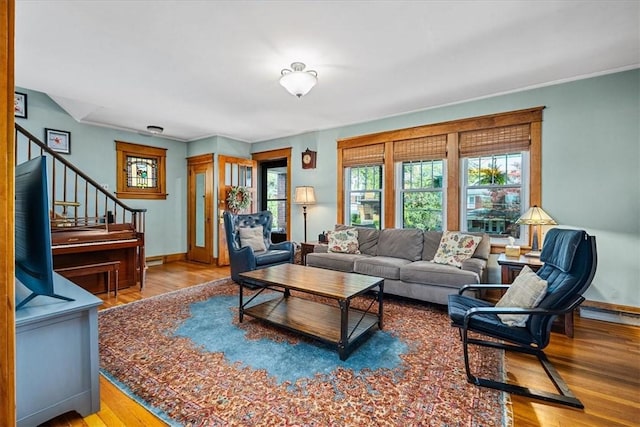 2352 Beaufort Ave, Brookline, PA 15226 - living room featuring plenty of natural light, wood finished floors, baseboards, and stairs