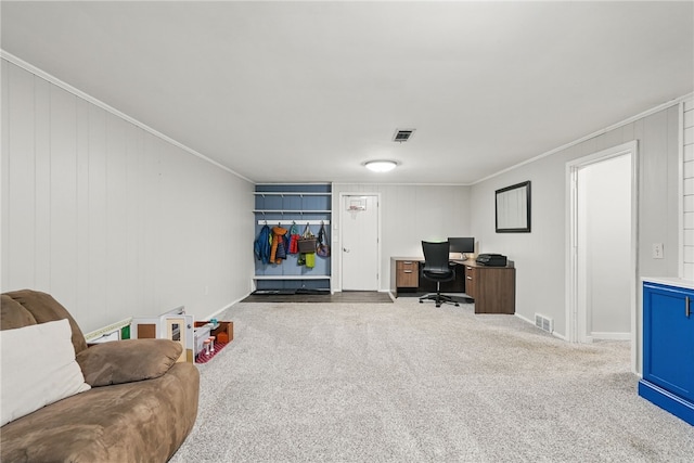 1450 Mohican Dr, Mt Lebanon, PA 15228 - office area with carpet flooring and crown molding