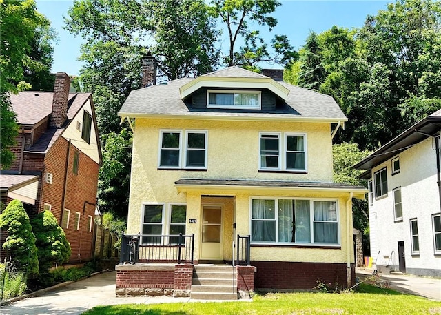 5427 Bartlett St, Squirrel Hill, PA 15217 - traditional style home with stucco siding and a chimney