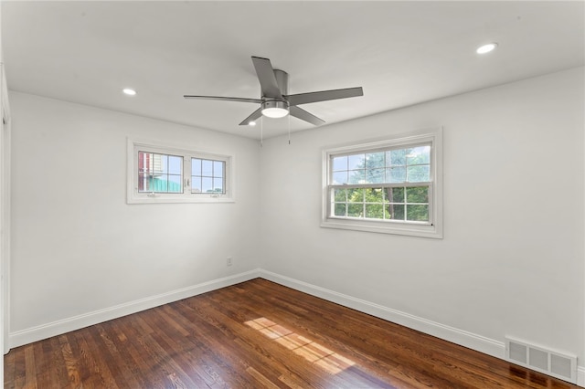 5360 California Ave, Bethel Park, PA 15102 - spare room with healthy amount of natural light, baseboards, dark wood-style floors, recessed lighting, and a ceiling fan