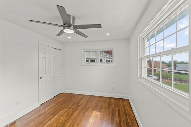 5360 California Ave, Bethel Park, PA 15102 - spare room with baseboards, wood finished floors, recessed lighting, and ceiling fan