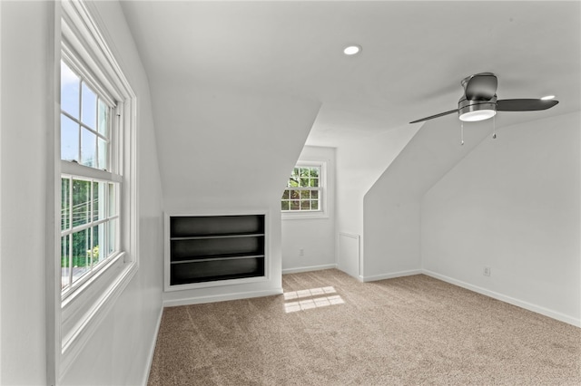 5360 California Ave, Bethel Park, PA 15102 - bonus room with carpet, baseboards, vaulted ceiling, recessed lighting, and ceiling fan