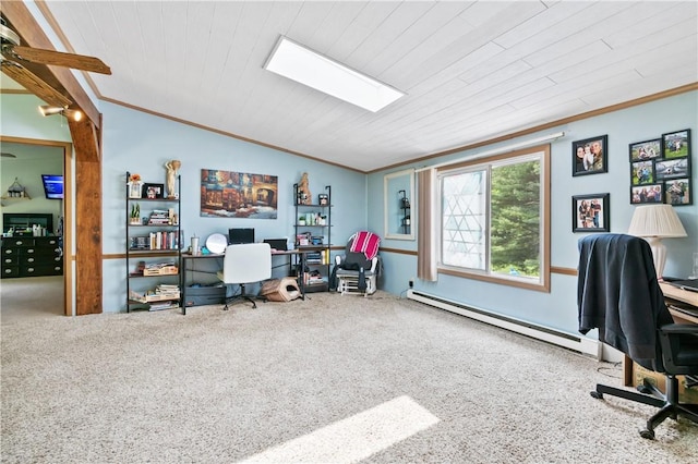 4041 Second St, Hempfield Twp Wml, PA 15642 - office space featuring crown molding, a baseboard heating unit, carpet flooring, and a skylight