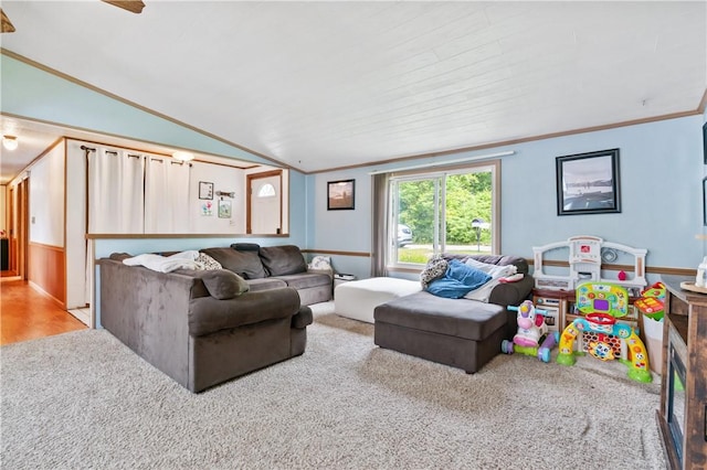 4041 Second St, Hempfield Twp Wml, PA 15642 - carpeted living area featuring crown molding and vaulted ceiling