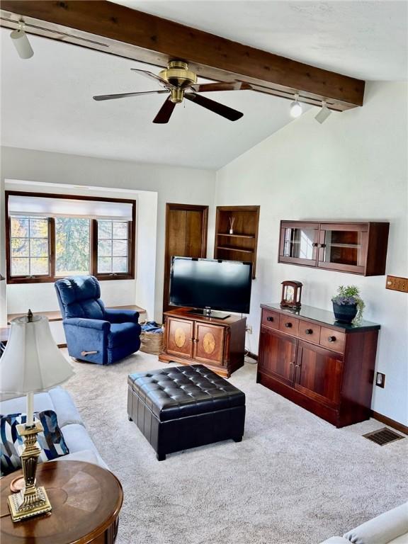 114 Tillotson Cir, Ross Twp, PA 15237 - living room featuring a ceiling fan and light colored carpet